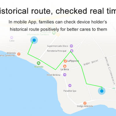 Historial de recorridos de la pulsera GPS